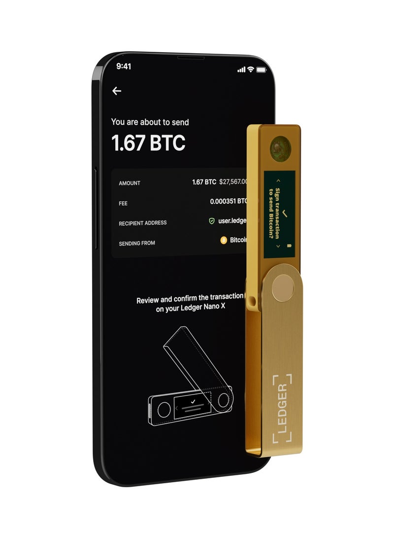 Ledger Nano X Hardware Wallet | Safest Crypto & NFT Cold Storage, Big Screen + Wireless Bluetooth & Type-C Connectivity, 5000+ Coins Supported, for iOS & Android, MacOS & Windows - Gold - Image 3