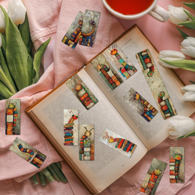 Wxiben Funny Bookworms Magnetic Bookmark Gift - Wxiben 30 Pcs Book Lover Bookmarks Magnets Bookish Book Marks Cute Insects Page Magnets Marker Clip Gift for Women Men Students Teacher Teens Reading - Image 5