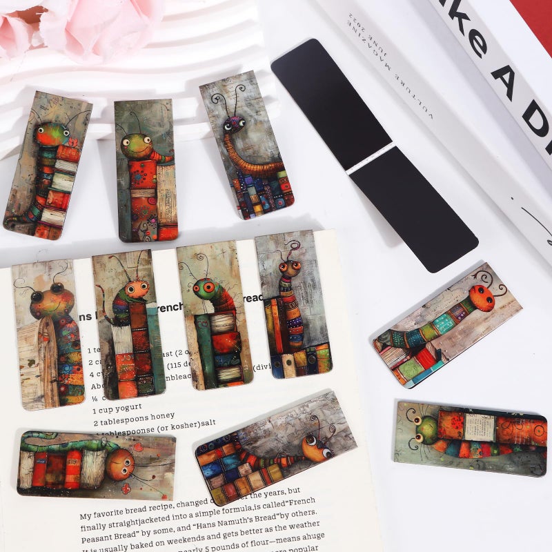 Wxiben Funny Bookworms Magnetic Bookmark Gift - Wxiben 30 Pcs Book Lover Bookmarks Magnets Bookish Book Marks Cute Insects Page Magnets Marker Clip Gift for Women Men Students Teacher Teens Reading - Image 4