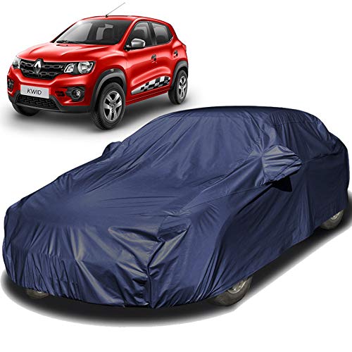 Autofact Kwid Dustproof Car Cover with Mirror Pockets, Navy Color, Taffeta Polyster,Triple Stitched, Compatible with Renaults Kwid Car Cover (2015 to 2020), Kwid Car Accessories - Image 1