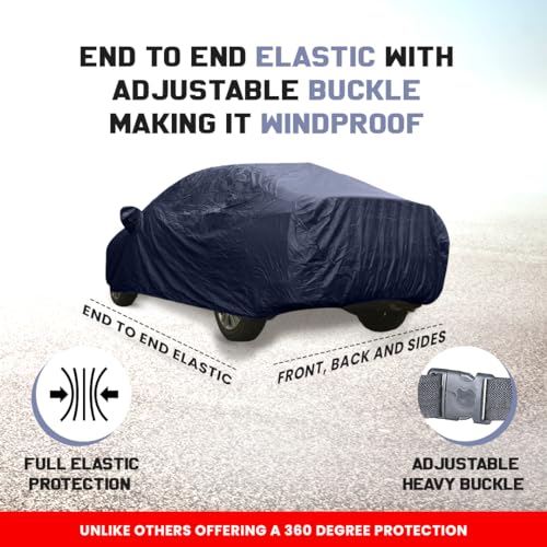 Autofact Kwid Dustproof Car Cover with Mirror Pockets, Navy Color, Taffeta Polyster,Triple Stitched, Compatible with Renaults Kwid Car Cover (2015 to 2020), Kwid Car Accessories - Image 5