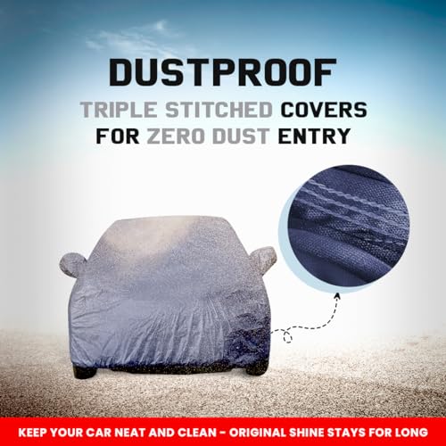 Autofact Kwid Dustproof Car Cover with Mirror Pockets, Navy Color, Taffeta Polyster,Triple Stitched, Compatible with Renaults Kwid Car Cover (2015 to 2020), Kwid Car Accessories - Image 4