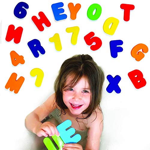 BabyBibi 36 PCS StickOn Foam Letters Numbers NonToxic BPA Free No Mold Tub Toys Colorful Educational Fun ABC Learning for Toddlers Babies - Image 1