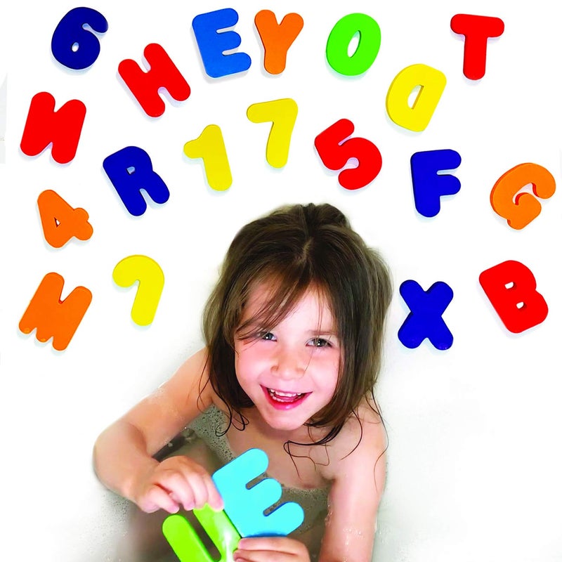 BabyBibi 36 PCS StickOn Foam Letters Numbers NonToxic BPA Free No Mold Tub Toys Colorful Educational Fun ABC Learning for Toddlers Babies - Image 4