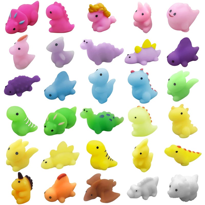 Aviski 30PCS Mochi Squishy Toys, Mini Kawaii Dinosaur Squishies Soft Fidget Toys Stress Squeeze Toys Party Bags Filler for Boys Girls Birthday Gifts - Image 1