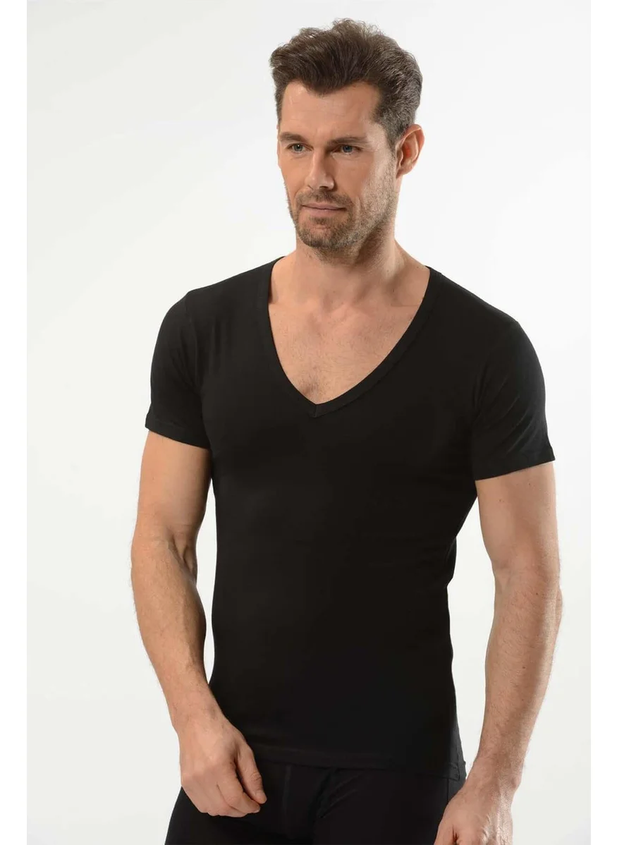 جيبر Men's Lycra V Neck Half Sleeve Undershirt 6-Pack-213