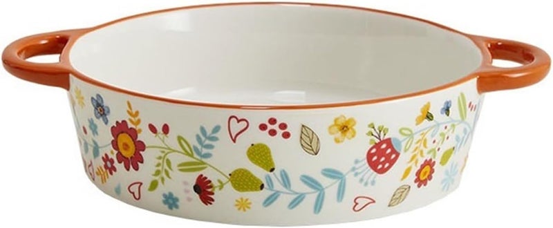 Baking Dish Double Ear Ceramic Baking Dish Rustic Style Cheese Baking Dish Microwave Oven Special Bowl Large Oven Dish - Image 1