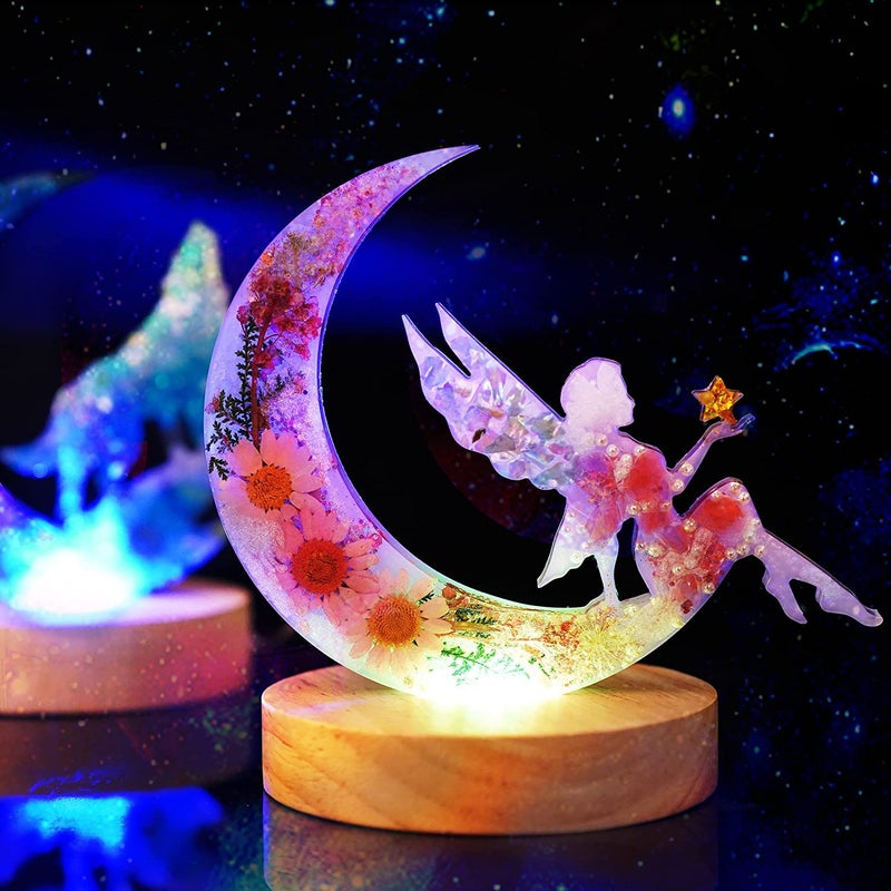 SNOOGG Pack 2 Crescents Mold, Silicone Epoxy Resin Casting Molds of Moon Fairy for DIY Lovers - Image 5