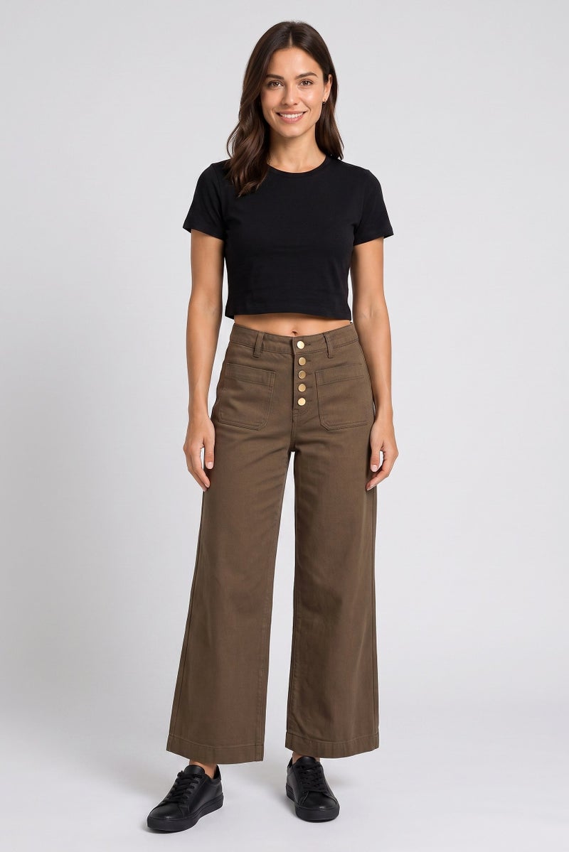 La Petite Etoile Women Regular Fit Wash Non Stretchable Jeans, Dark Olive - Image 2