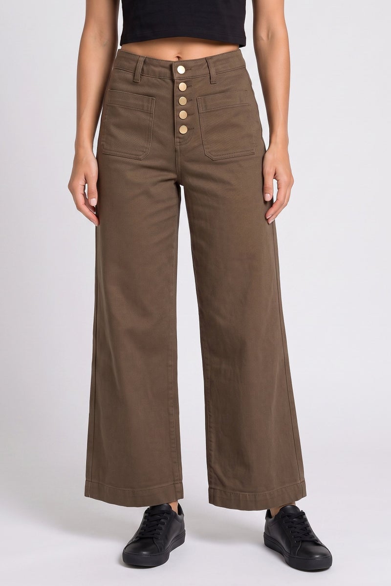 La Petite Etoile Women Regular Fit Wash Non Stretchable Jeans, Dark Olive - Image 1