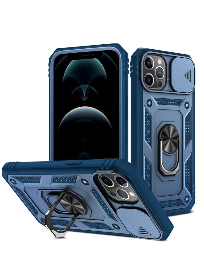 Zaboon Case For iPhone 12 Pro Max Sliding Camera Cover Design TPU + PC Protective Case with 360 Degree Rotating Holder & Card Slot - Image 1