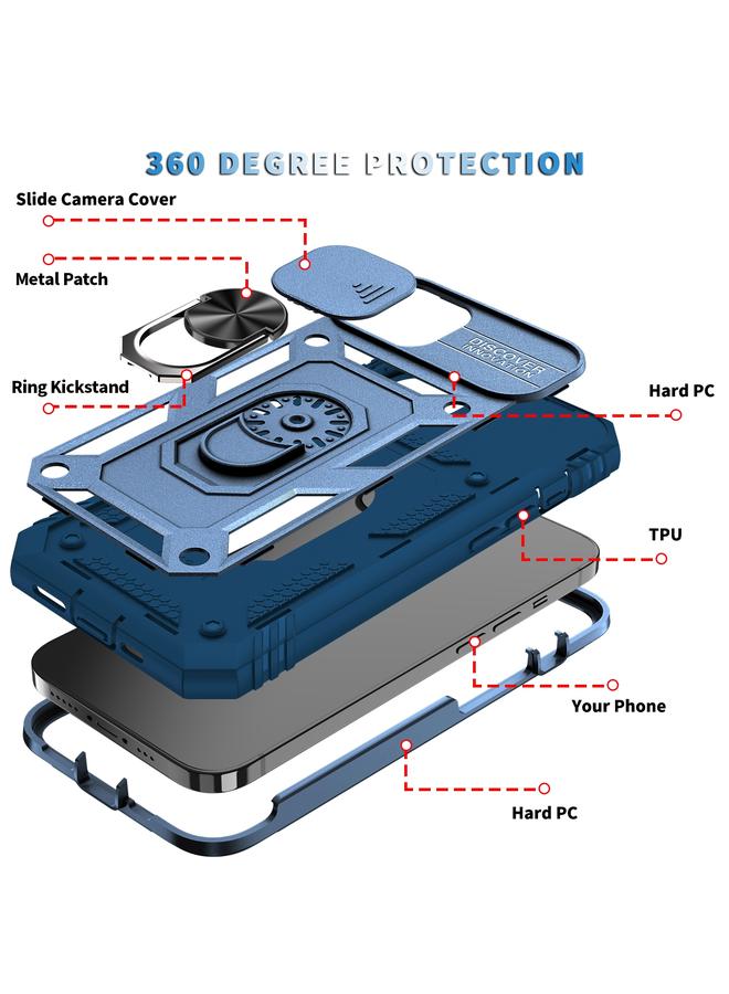 Zaboon Case For iPhone 12 Pro Max Sliding Camera Cover Design TPU + PC Protective Case with 360 Degree Rotating Holder & Card Slot - Image 5