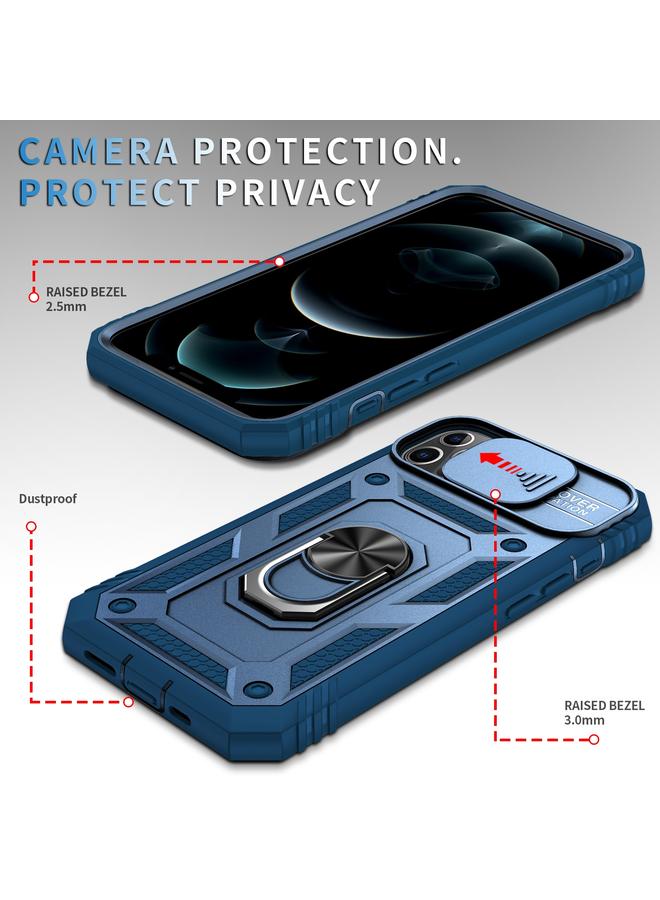 Zaboon Case For iPhone 12 Pro Max Sliding Camera Cover Design TPU + PC Protective Case with 360 Degree Rotating Holder & Card Slot - Image 4