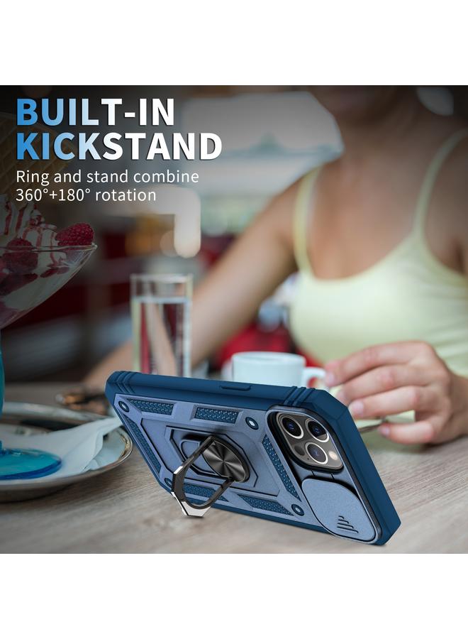 Zaboon Case For iPhone 12 Pro Max Sliding Camera Cover Design TPU + PC Protective Case with 360 Degree Rotating Holder & Card Slot - Image 2