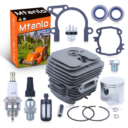 Mtanlo 50mm Cylinder Piston Gaskets Kit For Stihl TS410 TS420 TS 410 420 CutOff Saw Cylinder Piston Kit Spark Plug Decompression Valve Plug Fuel Filter Primer Bulb Oil Seal Gasket - Image 1