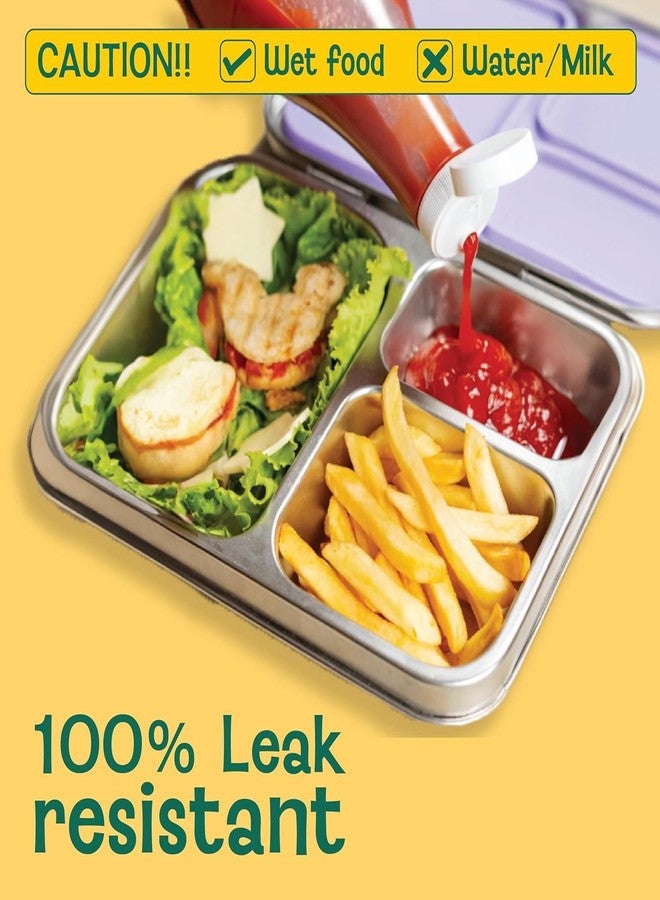 Basil Bento Box - 900 ml 3-Compartment Stainless Steel Lunch Box for Kids | Leak-Proof Tiffin for School | Aqua Mist - Image 3