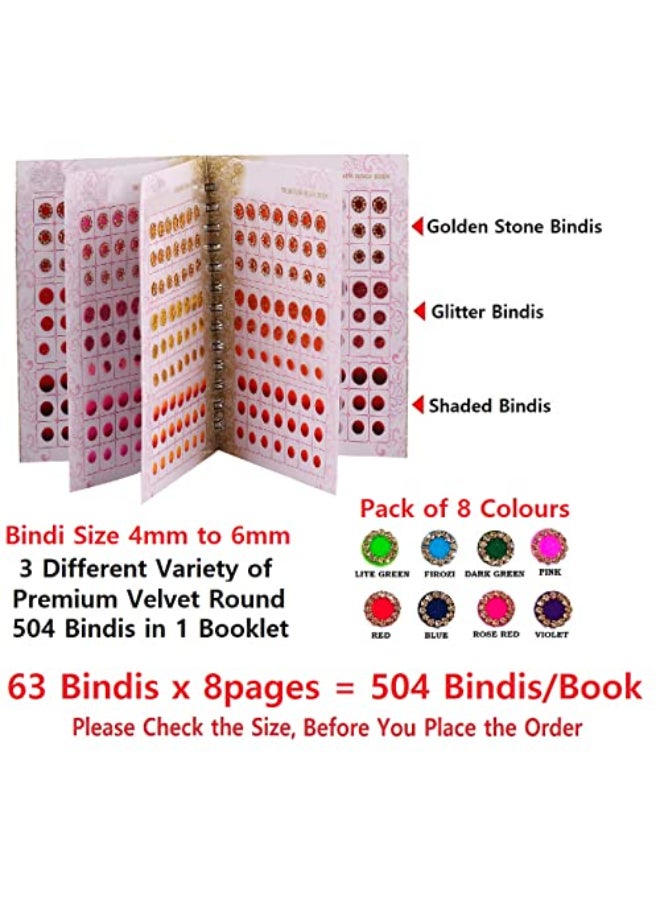 VAMA Stone Glitter Sparkle Doubleshade Crystal Stone Mix Bindi Book Kumkum Sticker for Girls Ladies 504 Bindi Booklet Dairy - Image 3