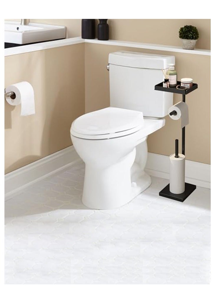 Toilet Paper Holder, Free Standing Toilet Roll Holder for 3-4 Rolls with Heavy Base, Tissue Paper Roll Dispenser Storage with Tray for Bathroom - Image 5