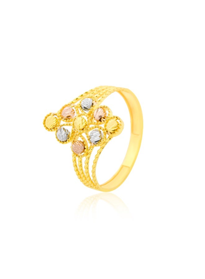 BAFLEH JEWELLERY Textured Beauty – 21K 3-Tone Gold Ring with Detailing  - Image 2