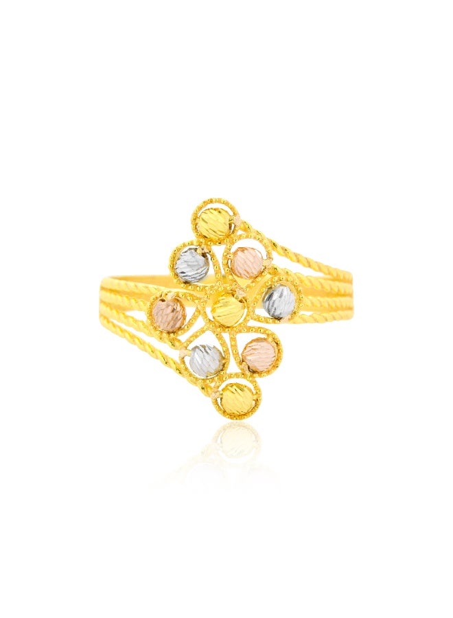 BAFLEH JEWELLERY Textured Beauty – 21K 3-Tone Gold Ring with Detailing  - Image 1