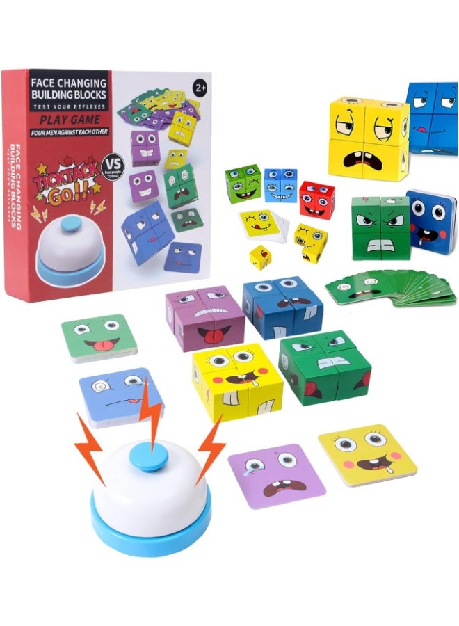 حديقة الألعاب لعبة مكعبات مطابقة تعبيرات الوجه المتغيرة - لعبة ألغاز مونتيسوري الخشبية للأطفال من سن 3 سنوات فما فوق، لعبة لوحية تعليمية STEM للأولاد والبنات - Image 1