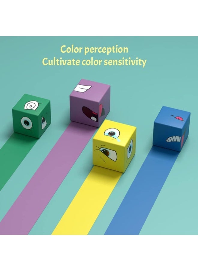 حديقة الألعاب لعبة مكعبات مطابقة تعبيرات الوجه المتغيرة - لعبة ألغاز مونتيسوري الخشبية للأطفال من سن 3 سنوات فما فوق، لعبة لوحية تعليمية STEM للأولاد والبنات - Image 2