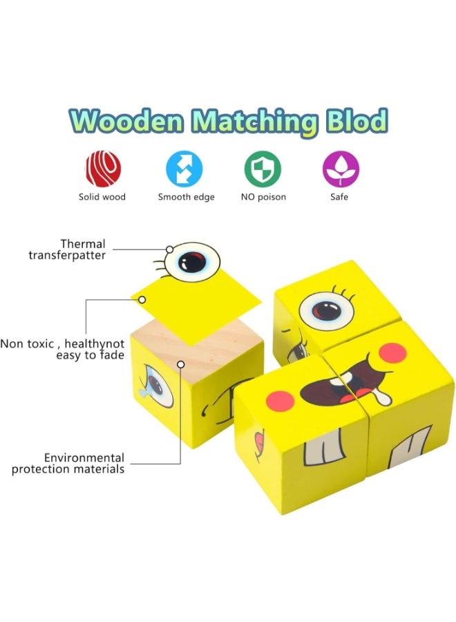 حديقة الألعاب لعبة مكعبات مطابقة تعبيرات الوجه المتغيرة - لعبة ألغاز مونتيسوري الخشبية للأطفال من سن 3 سنوات فما فوق، لعبة لوحية تعليمية STEM للأولاد والبنات - Image 4