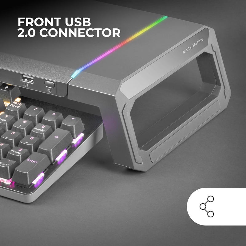 MARS GAMING MARSGAMING MGS-ONE Black, Stand Monitor Chroma RGB, Adjustable Size, Stand Smartphone & Tablet, Front USB 2.0 - Image 3