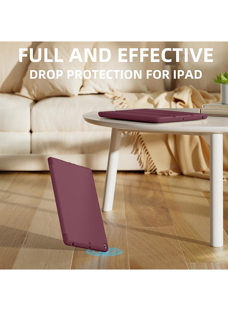 Theodor Case Compatible with iPad 10.2 Inch 2021/2020/2019, for iPad 9th/8th/7th Generation Smart Case with Pencil Holder, Protective Case with Soft TPU Back, Auto Sleep/Wake Cover, Wine - Image 3