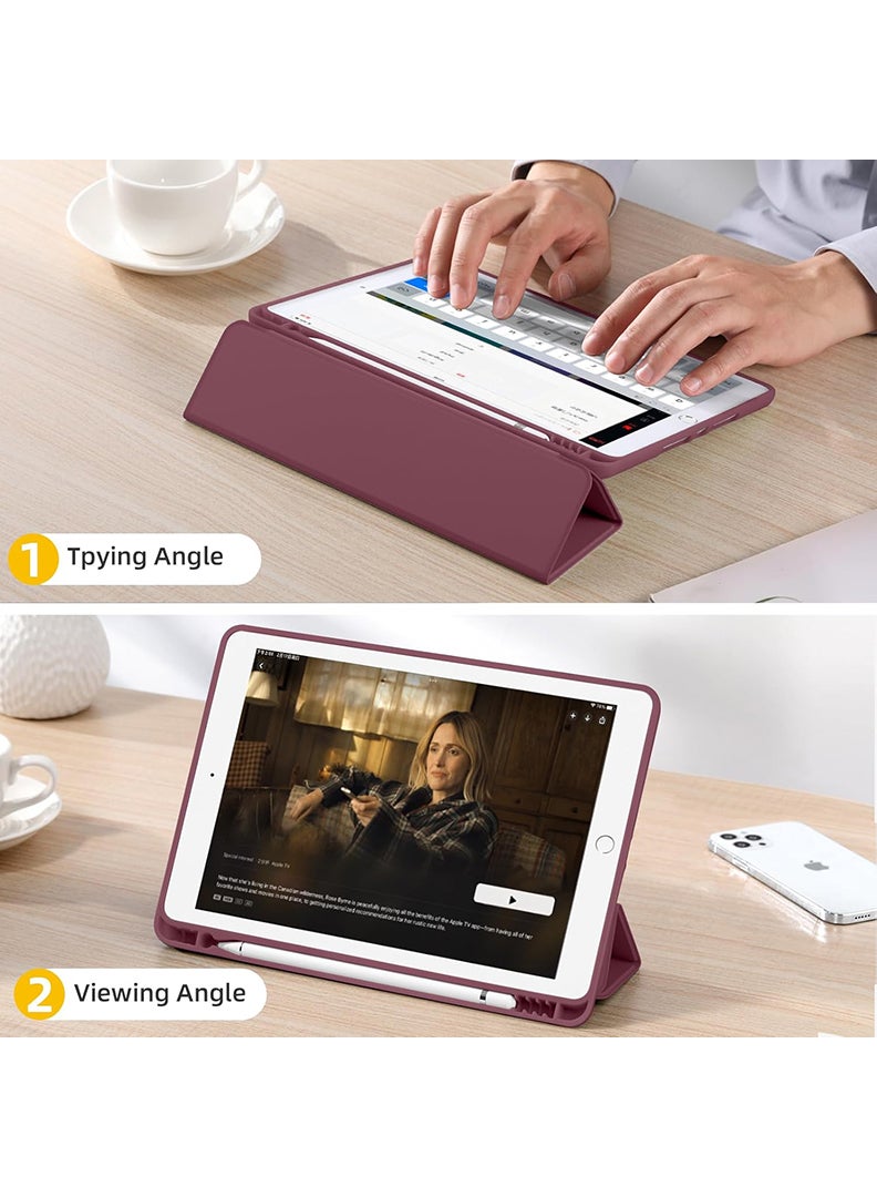 Theodor Case Compatible with iPad 10.2 Inch 2021/2020/2019, for iPad 9th/8th/7th Generation Smart Case with Pencil Holder, Protective Case with Soft TPU Back, Auto Sleep/Wake Cover, Wine - Image 4