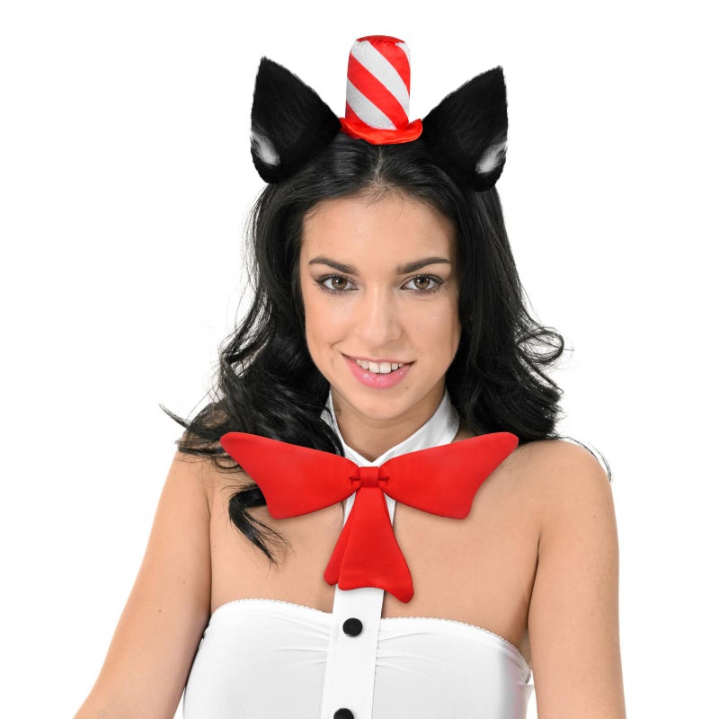 Aczyoxw Cat Ears Headband Red Stovepipe Hat and Bow In The Cute Costume Cosplay Party - Image 4