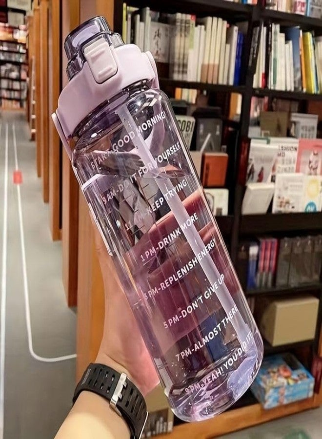 ISIRONA Transparent Motivational Water Bottles with Time Marker: Gym Big Water Bottle with Straw & Handle-Leakproof BPA-Free Fitness Sports Bottle-(2-L-BLACK) - Image 5