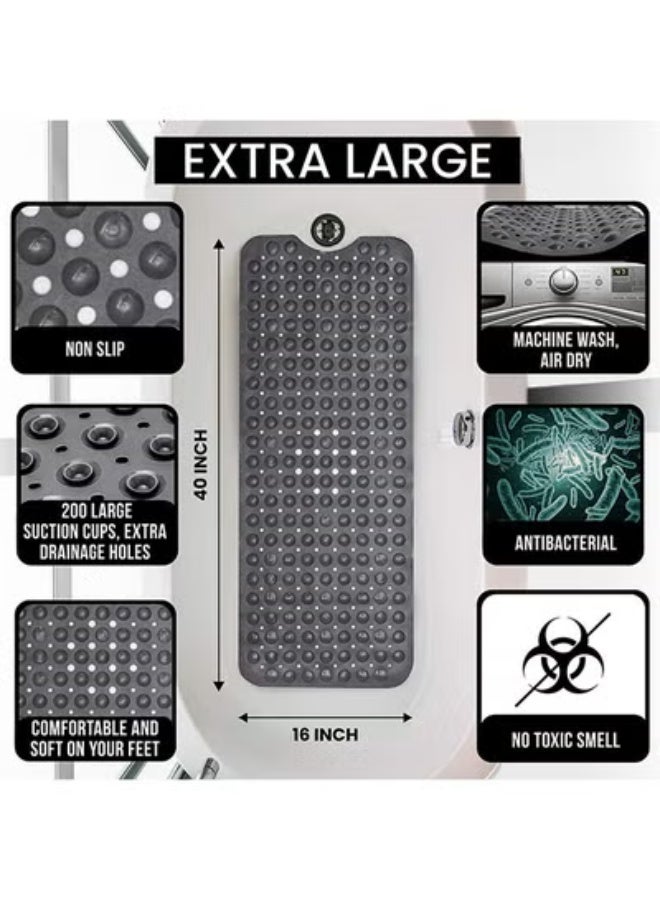 fantasize Non-Slip Bathtub and Shower Mat, with 200 Suction Cups, Anti-slip Bath Mat for Elderly and Kids Extra, Long Bath for Bathroom, Mats Non-Slip Mildew Resistant Machine Washable (Black, 100 x 40 cm) - Image 5