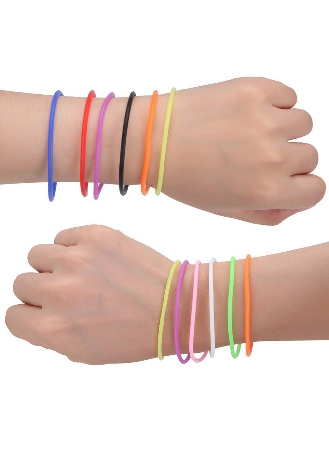Senkary 120 Pieces Colorful Silicone Jelly Bracelets Nonluminous Stretchy 80s Bracelets Bands Hair Ties for Party Favors, Adults, Women (10 Colors) - Image 5