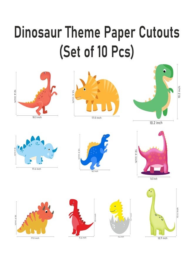 PrettyurParty Pretty UR Party Dinosaur Theme Paper Cutouts for Birthday Parties, Dino Party Supplies décor, Birthday Party Decoration Cut-Outs (10 pcs) - Image 2