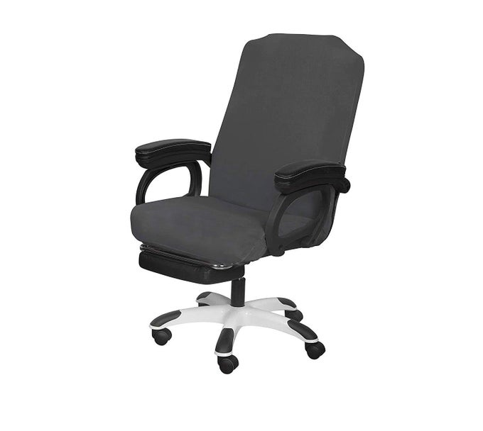 OFFICE CHAIR COVER MEDIUM GREY REMOVABLE COMPUTER CHAIR COVER FOR OFFICE CHAIR WITH ZIPPER FOR UNIVERSAL ROTATING CHAIR DESK CHAIR COVER CHAIR SEAT WASHABLE PROTECTOR FOR PETS