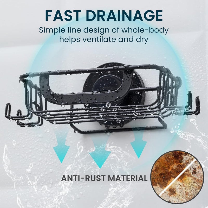 Taili Soap Dish with Drain for Bathroom, Max Hold 5 kg, Stainless Steel Soap Dishes No Drilling, Soap Holder Wall Mounted, Soap Holder with Suction Cup for Shower, Kitchen, Sponge Holder, Black - Image 4