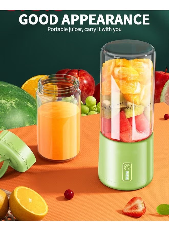 EETU Portable Electric Juicer Blender,Wireless Powerful Fruit Vegetable Juicer Blender With 2 Juice Cup,400ML Transparent Juice Cup,For Smoothies And Shakes,Green - Image 3