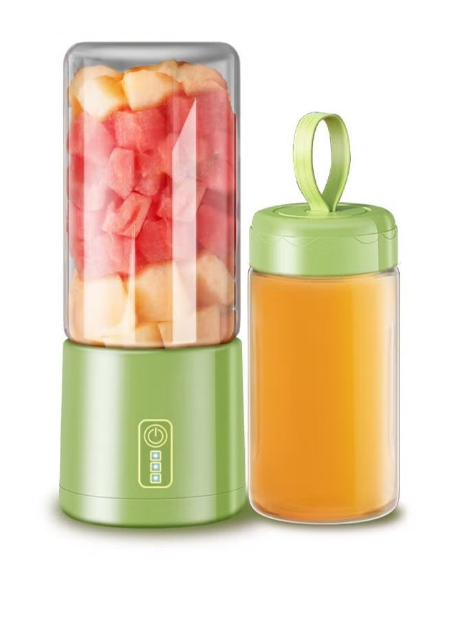 EETU Portable Electric Juicer Blender,Wireless Powerful Fruit Vegetable Juicer Blender With 2 Juice Cup,400ML Transparent Juice Cup,For Smoothies And Shakes,Green - Image 1