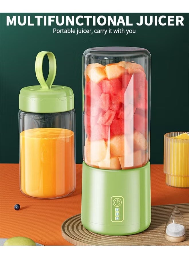 EETU Portable Electric Juicer Blender,Wireless Powerful Fruit Vegetable Juicer Blender With 2 Juice Cup,400ML Transparent Juice Cup,For Smoothies And Shakes,Green - Image 2