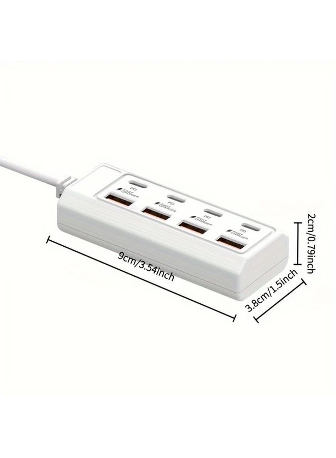 White 8 Port USB Hub 25W Fast Charging High Speed Data Transfer USB C A Multi Device - Image 2