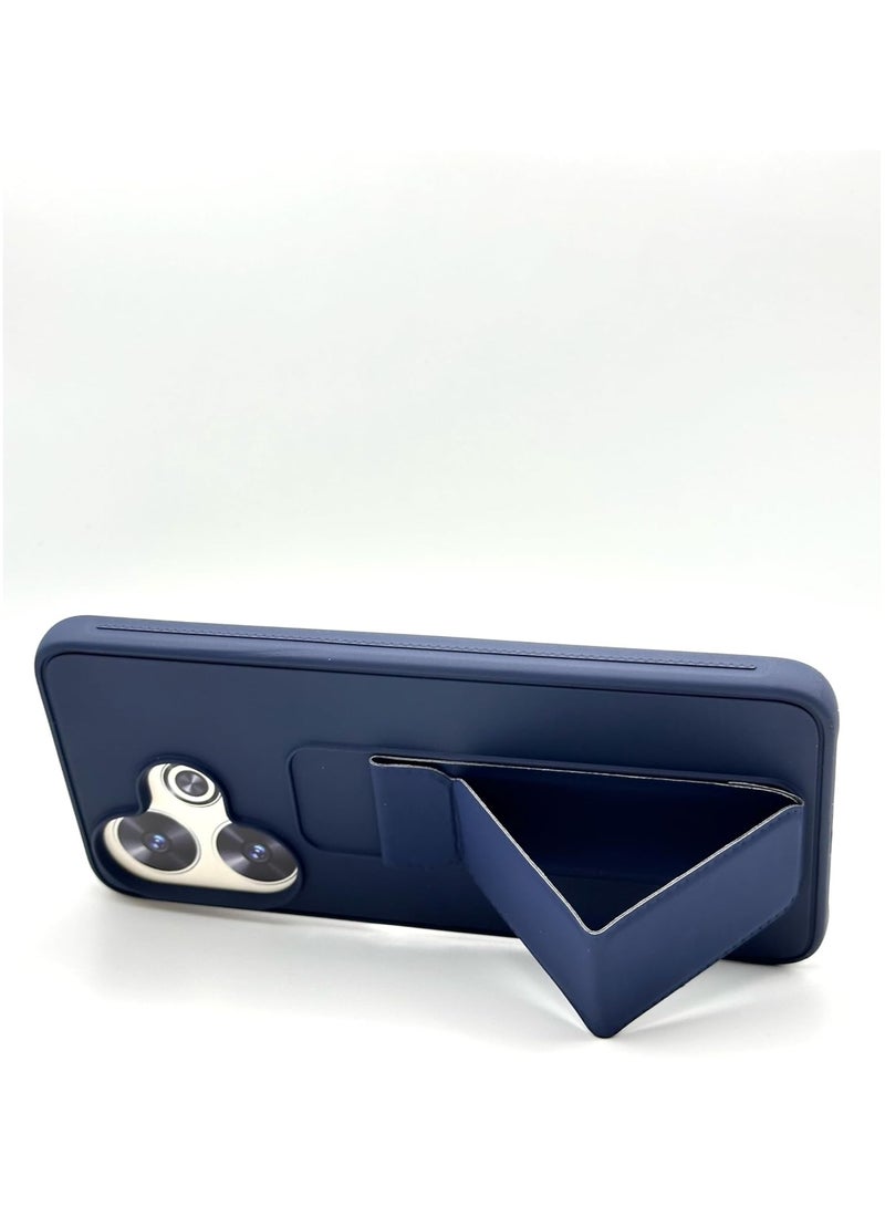 Xiaomi Redmi 13 Case Back Stand Cover Magnetic Holder Silicone Horizontal & Vertical Kickstand Cover Wrist Strap Full protection Anti Fingerprint Case For Redmi 13 2024 (Blue) - Image 3