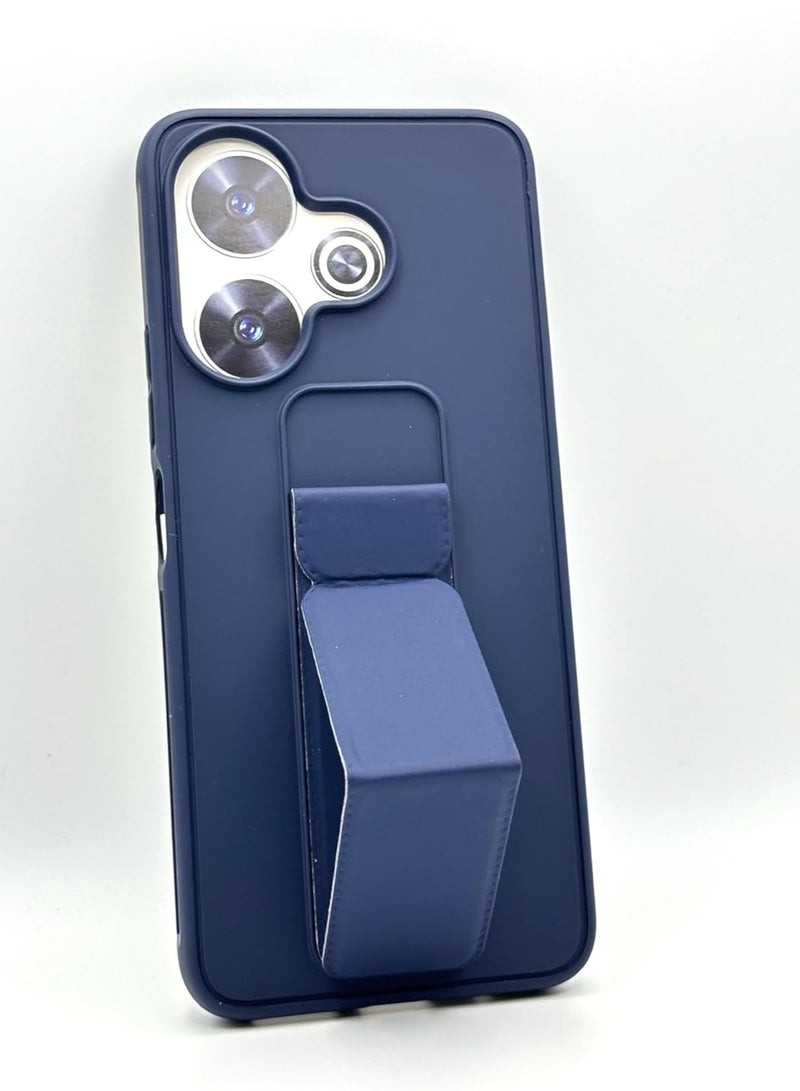 Xiaomi Redmi 13 Case Back Stand Cover Magnetic Holder Silicone Horizontal & Vertical Kickstand Cover Wrist Strap Full protection Anti Fingerprint Case For Redmi 13 2024 (Blue) - Image 2