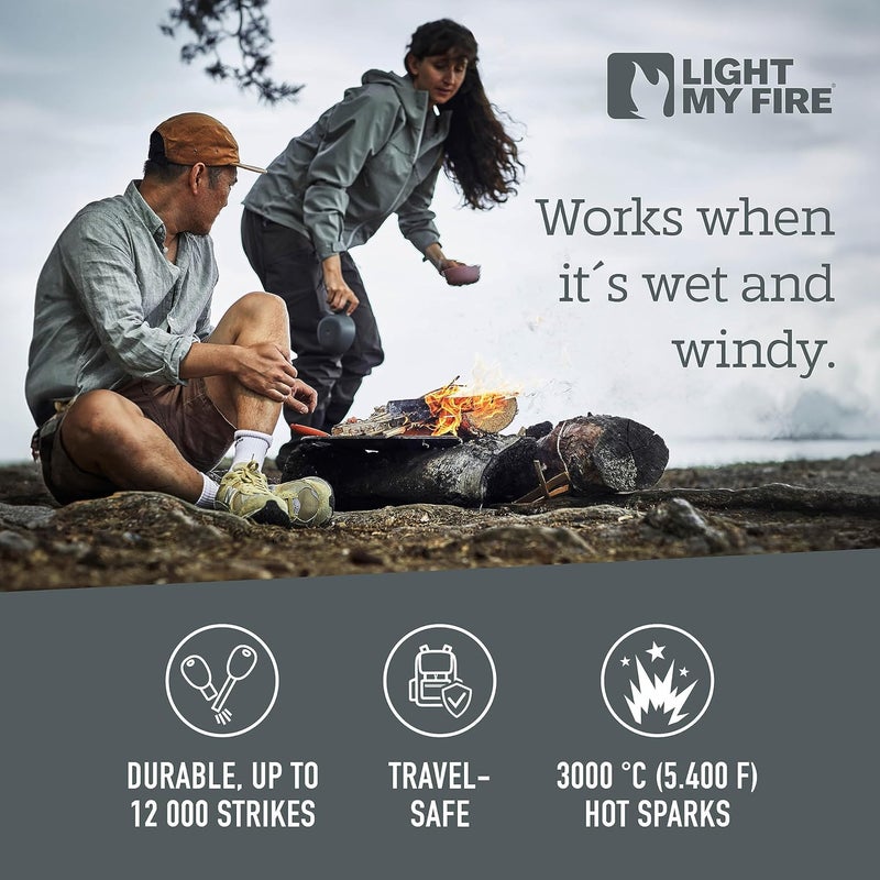 Light My Fire أداة بدء النار من الفلنت - قضيب فيرو - أداة بقاء عسكرية - معدات بوشكرافت - مجموعة بدء النار من الفلنت والفولاذ والمغنيسيوم - 3/8 بوصة - 2 في 1 - أدوات بدء النار للتخييم - 12,000 ضربة - Image 3