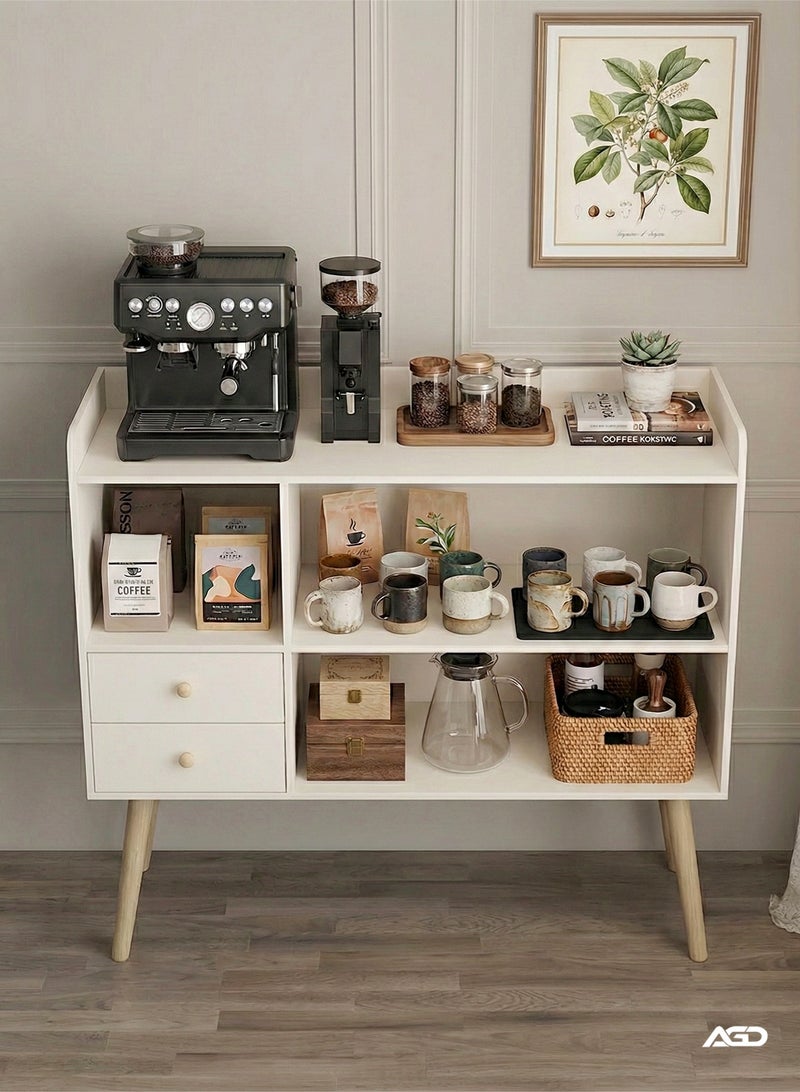 إيه جي دي خزانة تخزين جانبية حديثة بوفيه عصري مع أدراج تخزين، خزانة كونسول لغرفة المعيشة او المكتب، خشب طاولة بلون ابيض - Image 1