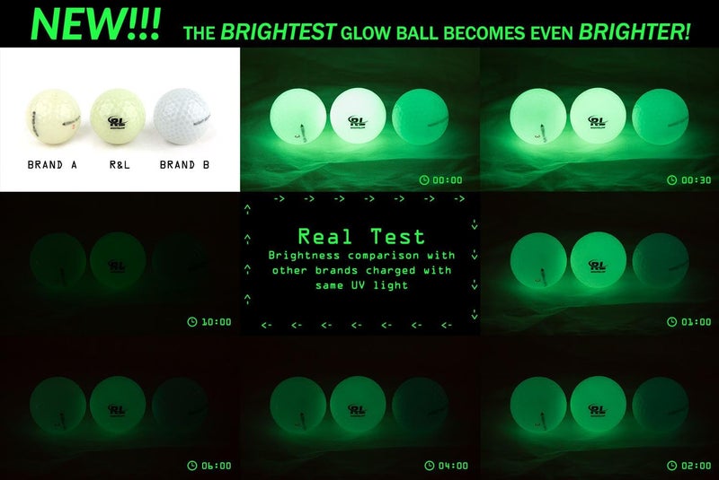 RL Glow Golf Balls for Night Sports - Tournament Fluorescent Glowing in The Dark Golf Ball - Long Lasting Bright Luminous Balls - Image 3