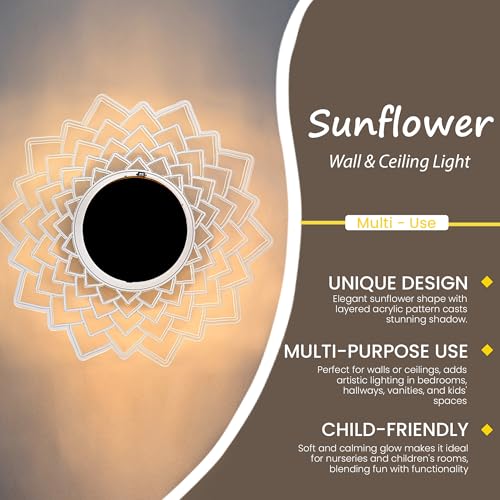 Groeien 15watt LotusGlow Modern LED Wall Lamp | Golden Decorative Wall Light for Living Room, Bedroom & Hall | Artistic Lotus Design Wall Fixture for Home Décor Indoor- Warm White(LotusGlow, 1) - Image 3