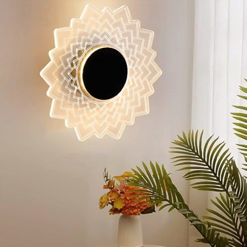 Groeien 15watt LotusGlow Modern LED Wall Lamp | Golden Decorative Wall Light for Living Room, Bedroom & Hall | Artistic Lotus Design Wall Fixture for Home Décor Indoor- Warm White(LotusGlow, 1) - Image 2