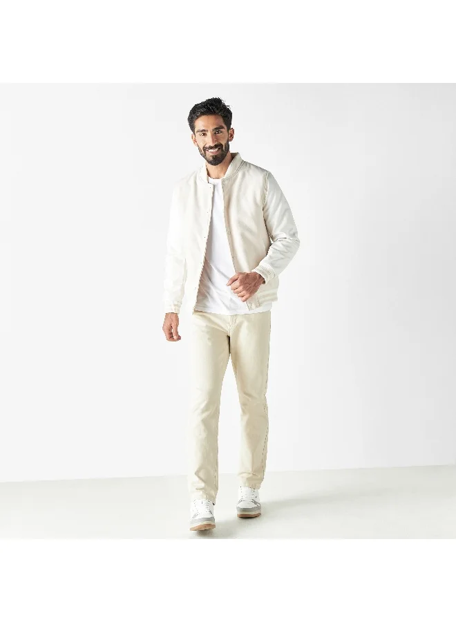 Iconic Plain Button Through Jacket with Mandarin Collar and Pockets