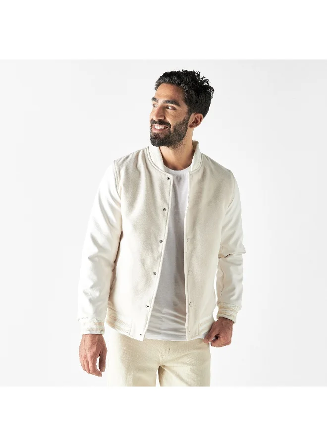 Iconic Plain Button Through Jacket with Mandarin Collar and Pockets